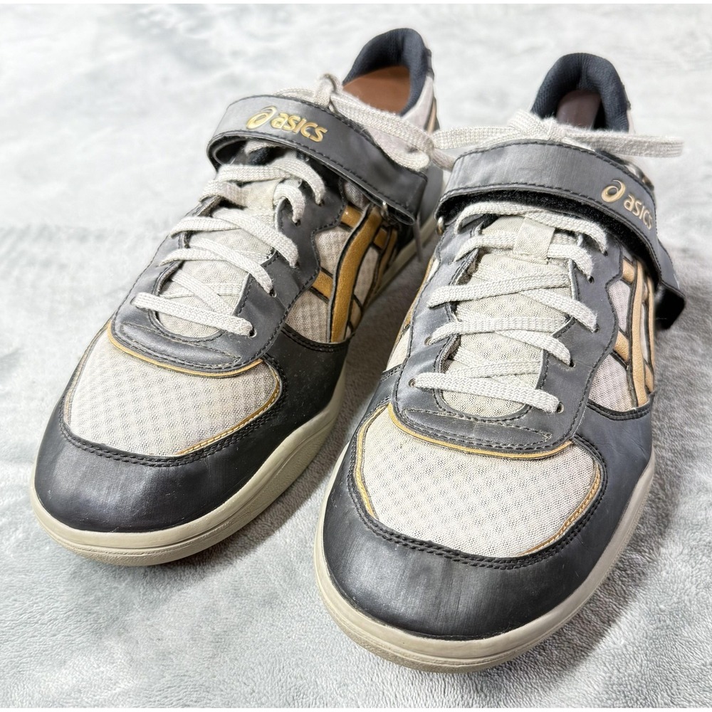Asics Shoes Mens Size 10.5 Black‎ Gold Low Top Strap Athletic Sneakers GN812